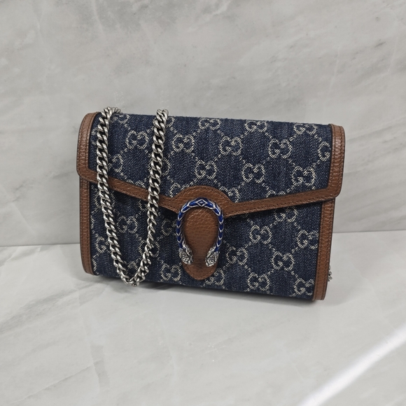 Gucci GG Denim Blue Dionysus Chain Bag - Picture 2 of 10